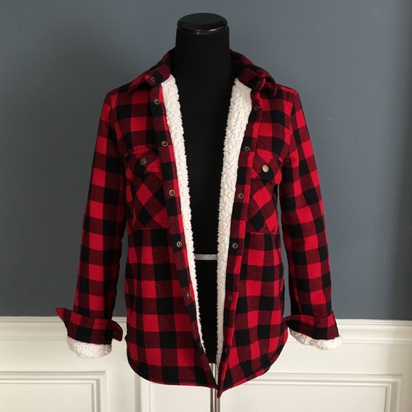 Forever 21 Sherpa-lined flannel jacket Sz Small - Picture 1 of 5